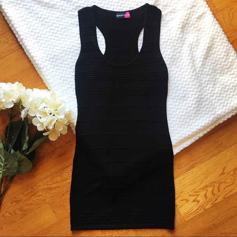 Hot Miami Styles Racer Back Bandage Black Dress